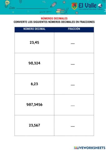 Conversión de decimal a fracción