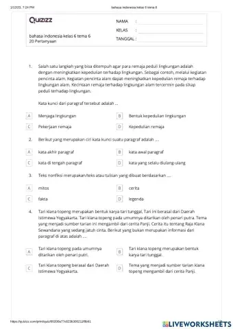 Bahasa Indonesia kelas 6 tema 6