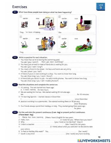 Present perfect continuous unit 9