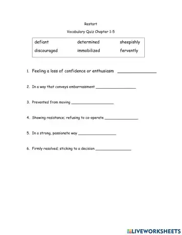 Restart Vocabulary Chapter 1-5