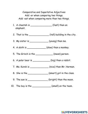 Comparative and Superlative