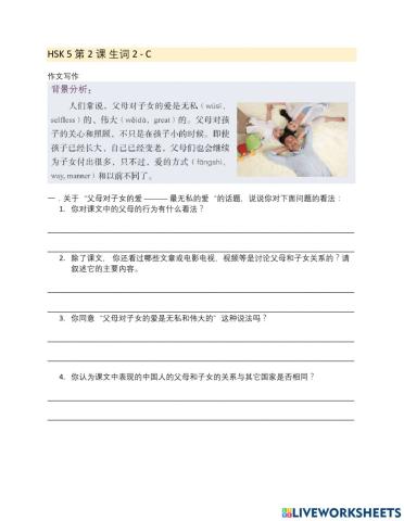 HSK 1 Lesson 2 生词2 worksheets C