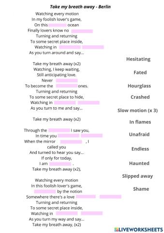 Take my breath away lyrics - imperative