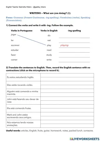 WRITING – What are you doing? (1)