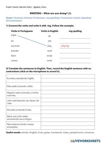 WRITING – What are you doing? (1)