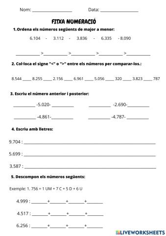 NUMERACIÓ 3r PRIMÀRIA