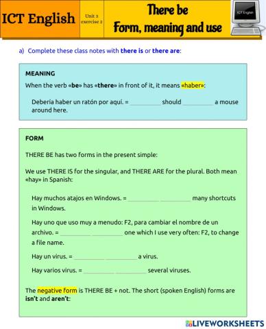 ICT 3.2 - there be - form - meaning - use