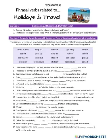 Holiday & travel Phrasal verbs