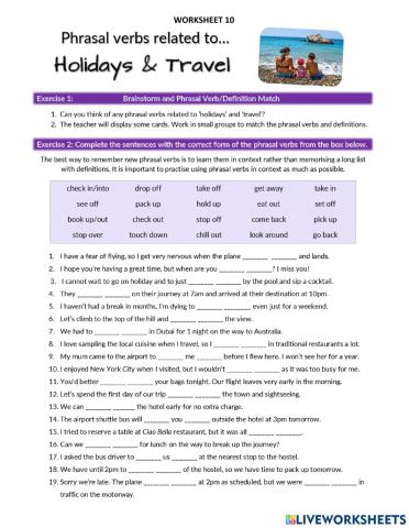 Holiday & travel Phrasal verbs