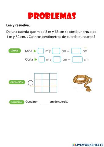 Problemas de metros a centímetros