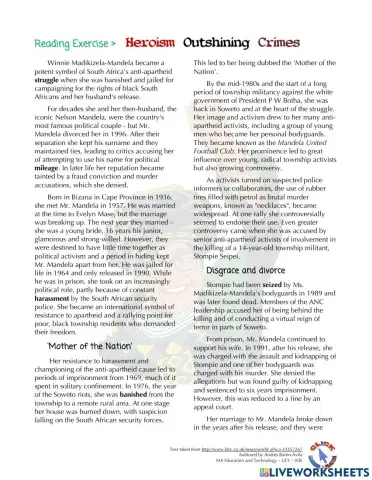 Reading Ex.: Mandela's Ex-Wife