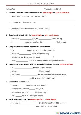 Comparative test for class 9 - January
