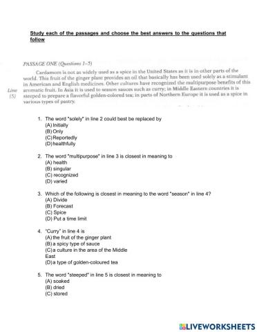 Vocabulary (Reading Comprehension)