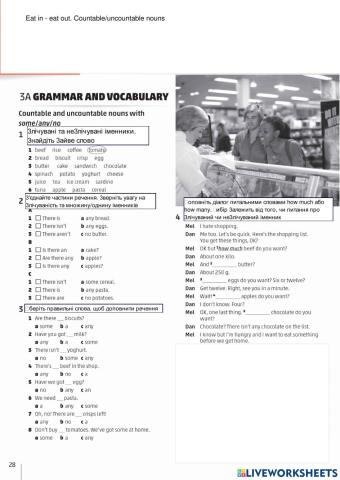 Food. Countable, uncountable nouns