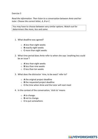 IE3, Unit 6, Listening, Exericse 3