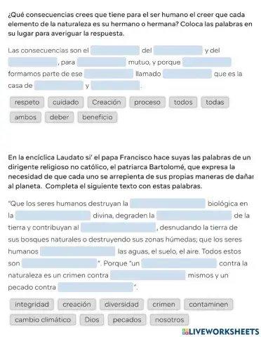 El cuidado de la creación