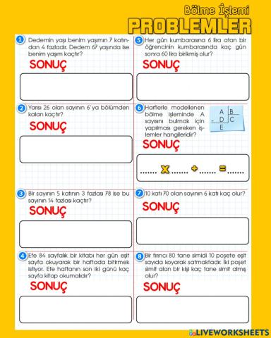 Bölme İşlemi Problemleri-1