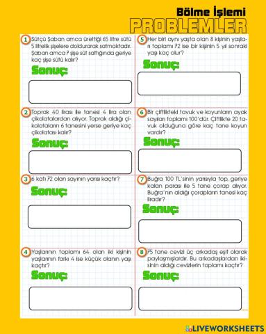 Bölme İşlemi Problemleri-2