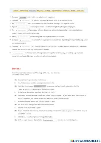 Business course Unit 1 - Corporate culture