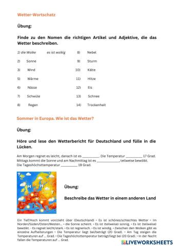 Wetterwortschatz und Wetterbericht