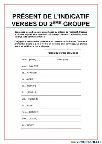 Verbes 2ème groupe