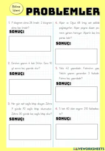 Bölme İşlemi Problemleri