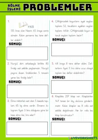 Bölme İşlemi Problemleri