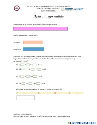 Jerarquía de Operaciones (Aplica lo aprendido )