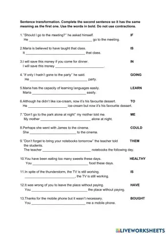 Sentence transformation