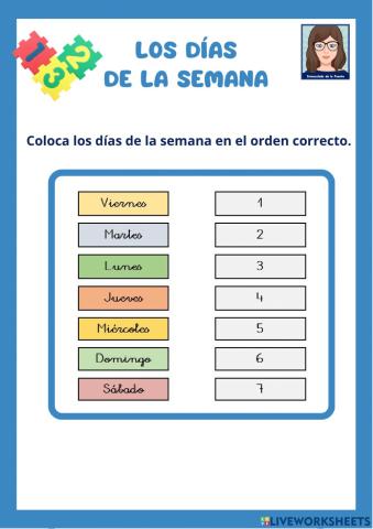 MATE 1º Los días de la semana