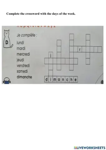 crosswords les jours de la semaine y5