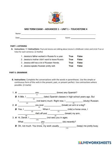 Advanced 1 - MID TERM EXAM