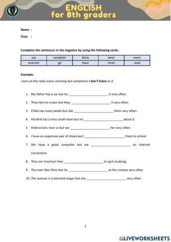 Simple Present Tense - Negative Sentence
