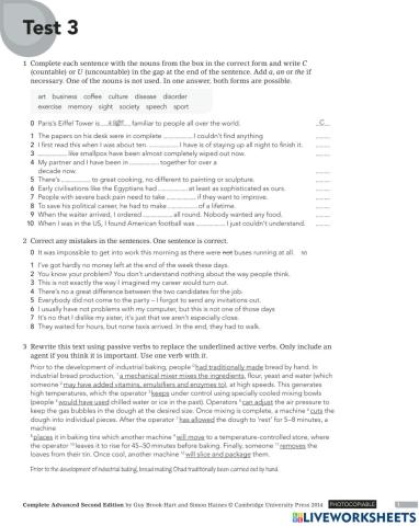 Comple Advanced Test 3