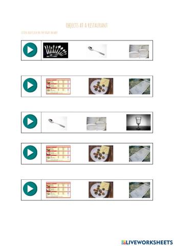 Objects at a restaurant II