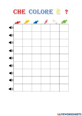 Sei colori: rosso giallo verde bianco blu rosa