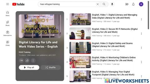 Learn with YouTube - Digital Literacy with Hias Training