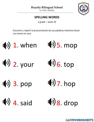 Spelling words