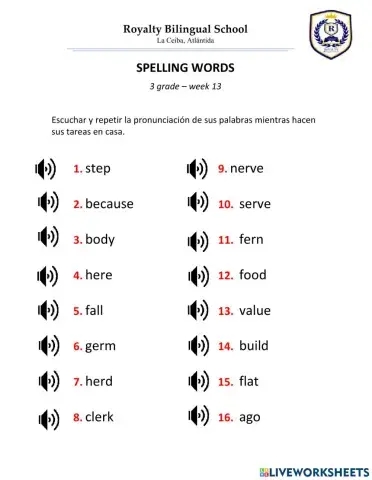 Spelling words