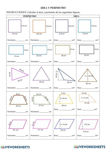 Áreas y perímetros