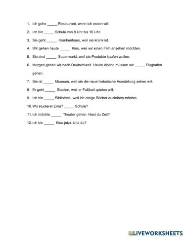 Orte in der Stadt. Wo? Wohin?