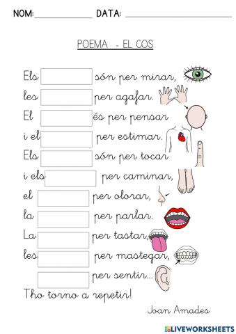 Poema les parts del cos