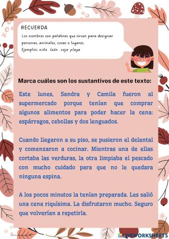 Encuentra los sustantivos en un texto