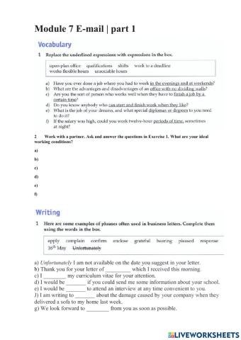 Module 7 E-mail - part 1