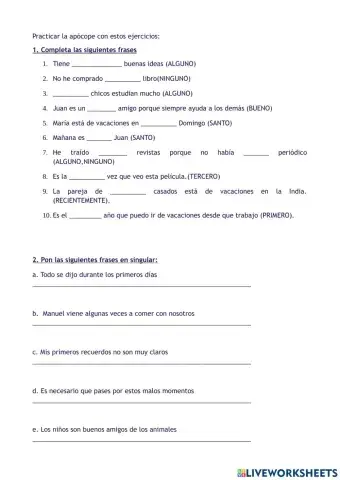 Apocope de adjetivos II - apocopando