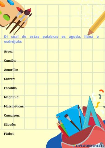 Agudas, llanas y esdrújulas