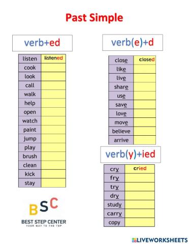 Past Simple Regular Verbs