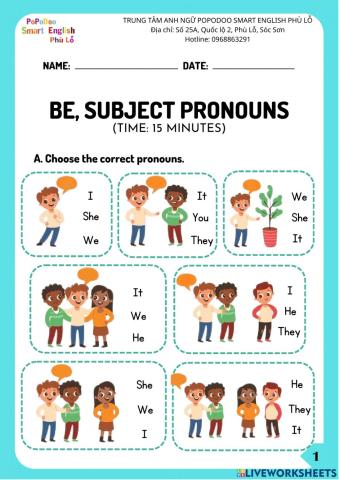 Be, subject pronouns
