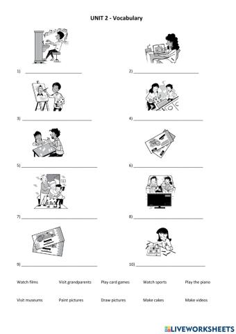 Weekend activities -  Unit 2