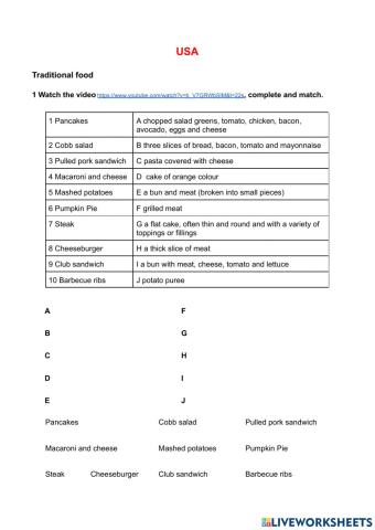 USA - Traditional food